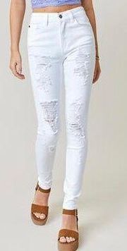 Francescas White Distressed Skinny Jeans