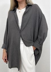 Carly Jean S Gray Oversized Button Up Shirt