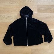 Armani Exchange Reversible Hooded Velvet Bomber Jacket in Black