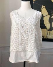 Skies Are Blue Stitch Fix Crochet Lace Tank L