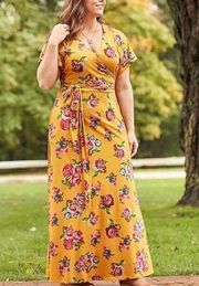 Matilda Jane Yellow Gold Floral Alana Jersey Knit Maxi Dress Sz.XXL