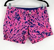 Lilly Pulitzer Callahan Shorts Pink Navy Did You Catch That 5" Size 2 coral reef