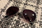 Silver Aviator Sunglasses with Purple