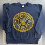 Vintage 90s Crewneck  2 Sides Sweatshirt US Navy Size Small