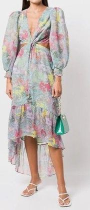 ALICE AND OLIVIA Katia Twist-front Cutout Maxi Dress In Lola's Dream Size 2