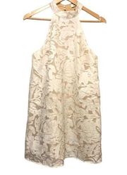 DO + BE Halter Lace Overlay Dress Size Small White Lace Overlay Lined Wedding