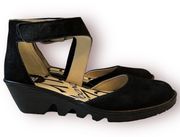 Womens 36 US5.5 Pats Mary Jane Black Leather Ankle Strap Closes Toe