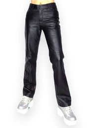 Vintage Retro 90’s Y2K  Black Leather Bootcut Leather Pants  3/4