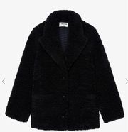 $ 498 ZADIG &VOLTAIRE WOMEN'S JACKET/COAT TEDDY SOFT Fleur Soft Black Pocket LG