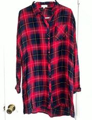 Velzera Red Flannel Button Down Dress size Medium