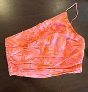 One Shoulder Pink And Orange Top