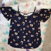 KAILEIGH Floral Cold Shoulder Spaghetti Strap Blouse