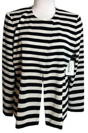 NWT Misook metallic striped blazer jacket Sz L silver black