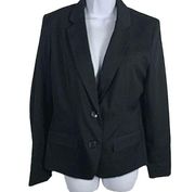 MERONA Black Button Up Blazer Striped Cuffs Size 14