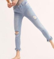 Free People  Great Heights Frayed Skinny Jeans Ligh