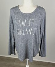 Rae Dunn Grey Long Sleeve Sweet Dreams Top Size L