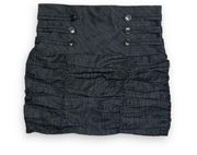 Y2K Grey Ruched Buttons Mini Skirt