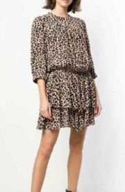 Zadig & Voltaire Rooka Shirred Leopard-Print Short Dress