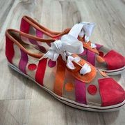 Stuart Weitzman colorful polka dot suede mesh shoes