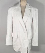 Halogen White Double Button Textured Blazer Jacket Women' Size Medium NWT