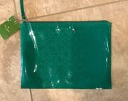 Kate Spade NWT Green PVC laser etched clutch