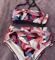 KONA SOL two piece swim suit size medium adjustable straps #7842