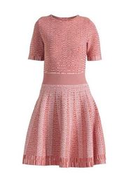 Shoshanna Pink Heath Knit Jacquard Mini Dress Size Medium $418