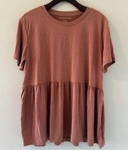 NWT  Peplum Babydoll Short Sleeve Top Size Medium