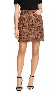 CeCe Leopard-Print Twill Mini Skirt