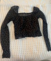 Polkadot Long sleeve Mesh Top