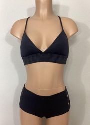 New. Seafolly black high waisted plunge bikini set. Medium. $179