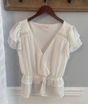 Francesca’s Boutique White Ruffle Top