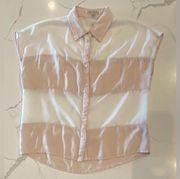 LIKE NEW LUCCA COUTURE Sheer Button Up Blouse Color Block Neutral XS