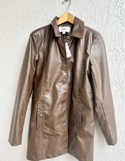 Glassons vegan leather coat brownie points medium new