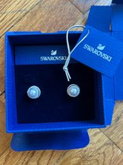 New Boxed  White Pearl Diamond Earrings