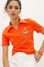 NWT  Maeve Newport Cotton Polo Top S