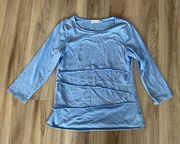 Habitat S Blue Tiered Baby Blue Long Sleeve Blouse