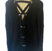 Main Strip Black Oversized Sweater • Medium