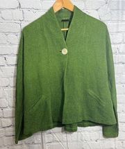 Express Women's Green Single Button Cardigan Size Small