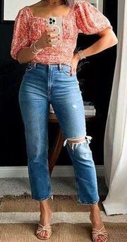 A&F Curve Love Ultra High Rise Ankle Straight Jean