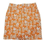 Rafaella Womens Size 10 Orange White Floral Pencil Skirt Pockets Office Career