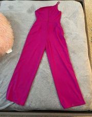 One Shoulder Pants Romper Pink 