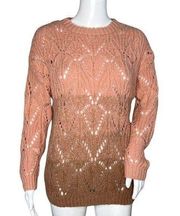 Heartloom Sweater Womens Medium Pink Ombre Open Knit Comfy Casual Bohemian