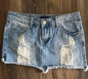 American Bazi Cutoff Distressed Denim Mini Skirt Size Medium