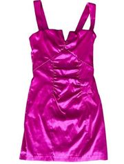 Barbie Approved Hot Pink Satin Ruched Le Chateau Sleeveless Dress