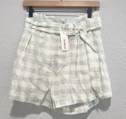 Heartloom Gabriella Linen Short in Plaid Small New