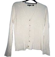 Jeanne Pierre cream argyle v-neck cardigan