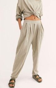 Free People Beach Culver City Pleated Sweatpants Joggers Taupe Green Gray Size S