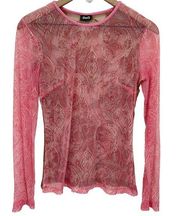 Dolce & Gabbana Vintage Pink Paisley Mesh & Brown Lace Back Top Size Medium