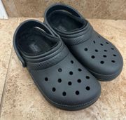 Women’s Black Fuzzy Croc Shoes 